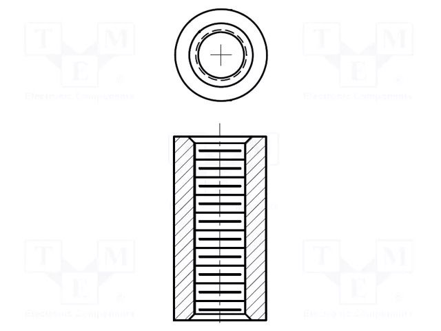 Screwed spacer sleeve; 9.53mm; Int.thread: UNC4-40; cylindrical KEYSTONE KEYS2026