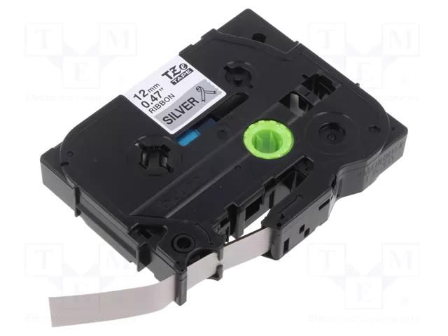 Tape; 12mm; 8m; silver; Character colour: black; laminated BROTHER BR-TZER931