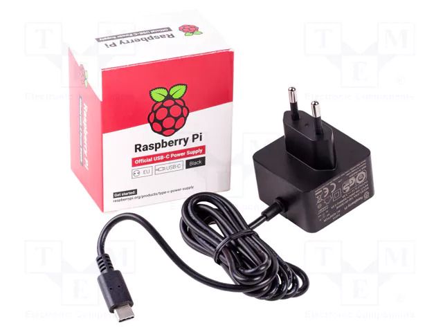 Accessories: power supply; black; 1.5m; 100÷240VAC; 3A; Out: USB C RASPBERRY PI SC1412