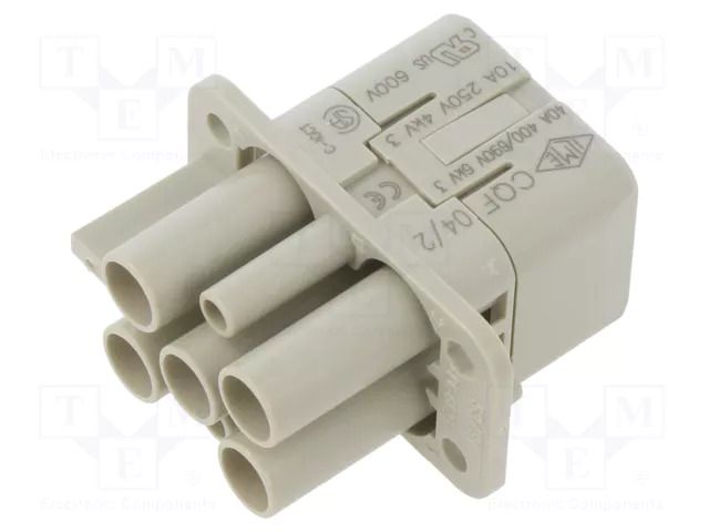 Connector: HDC; contact insert; female; CQ; PIN: 4; 40A; 600V; 4+PE ILME CQF04/2