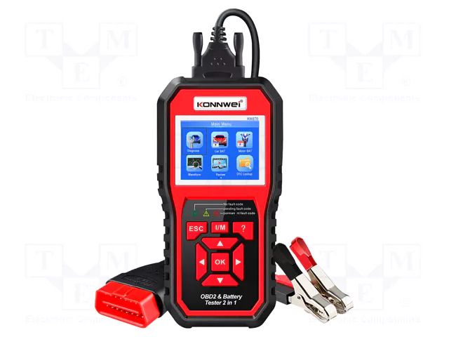 Meter: OBD diagnostic; LCD 2,4"; OBD; 6÷16VDC; 2÷220Ah; 6/12V KONNWEI KW870