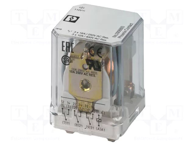 Relay: industrial; 3PDT; Ucoil: 220VDC; 16A/440VAC; 16A/250VDC PHOENIX CONTACT REL-PR3-220DC/3X21