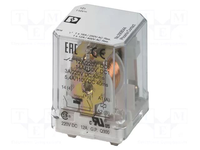 Relay: industrial; SPST-NO; Ucoil: 220VDC; 16A/440VAC; 16A/250VDC PHOENIX CONTACT REL-PR1-220DC/1/MB