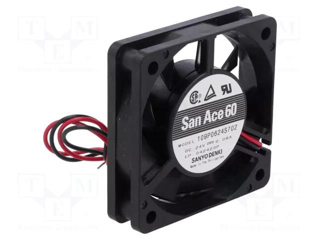 Fan: DC; axial; 24VDC; 60x60x15mm; 28.8m3/h; 36dBA; ball; 5000rpm SANYO DENKI 109P0624S702