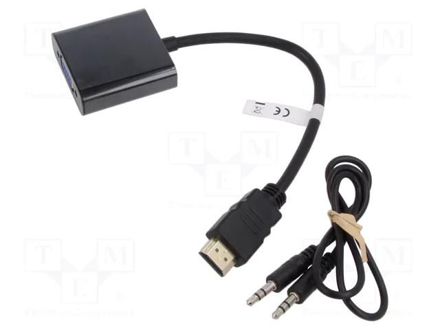 Adapter; D-Sub 15pin HD socket,HDMI plug,Jack 3.5mm socket Goobay GOOBAY-68793