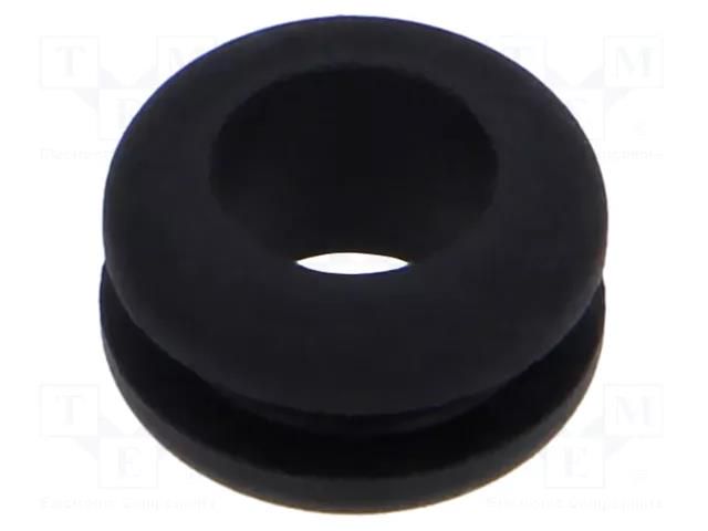 Grommet; Ømount.hole: 8mm; Øhole: 6mm; black; Panel thick: max.2mm ESSENTRA ESS-10284506