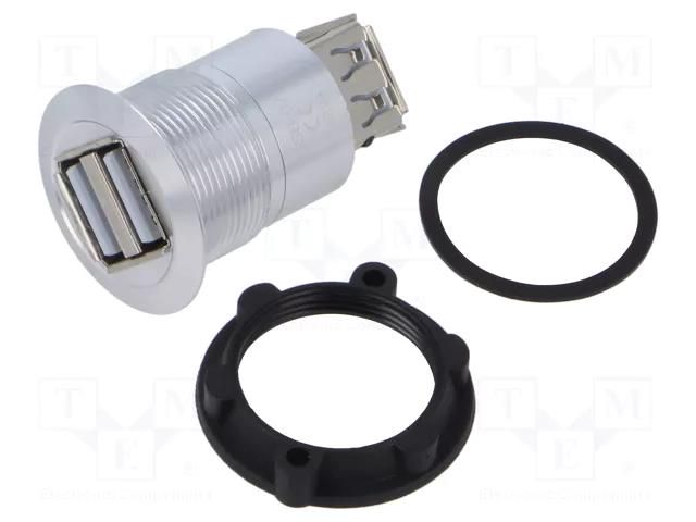 Adapter; USB A socket x2,both sides; USB 2.0; Thread: M22; 1÷10mm ONPOW USB-07