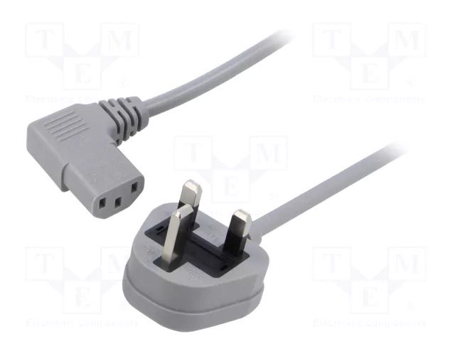 Cable; 3x0.75mm2; BS 1363 (G) plug,IEC C13 female angled right LIAN DUNG SN24-3/07/1.5GY