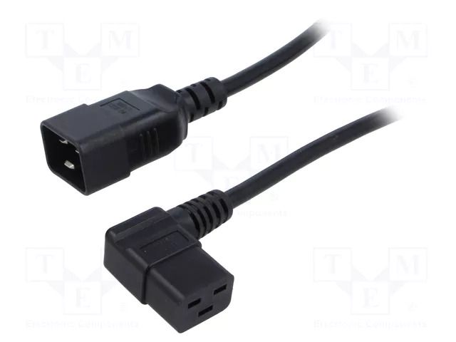 Cable; 3x1.5mm2; IEC C19 female angled,IEC C20 male; PVC; 3m LIAN DUNG WN116-3/15/3BK