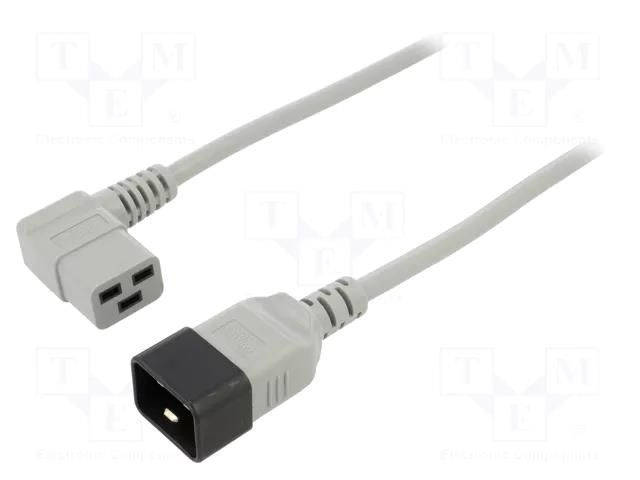 Cable; 3x1.5mm2; IEC C19 female angled,IEC C20 male; PVC; 3m LIAN DUNG WN116-3/15/3GY