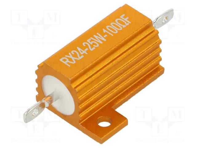 Resistor: wire-wound; with heatsink; 100Ω; 25W; ±1%; 50ppm/°C SR PASSIVES AHP25W-100RF