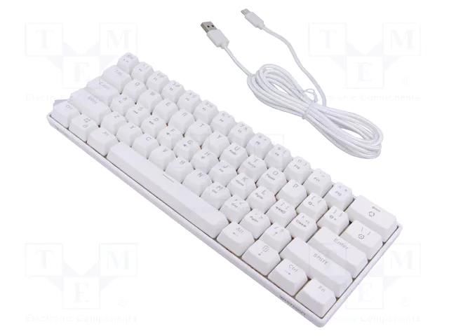 Keyboard; white; USB C; wired,US layout; 1.8m SAVIO SAVGK-WHITEOUT-RD