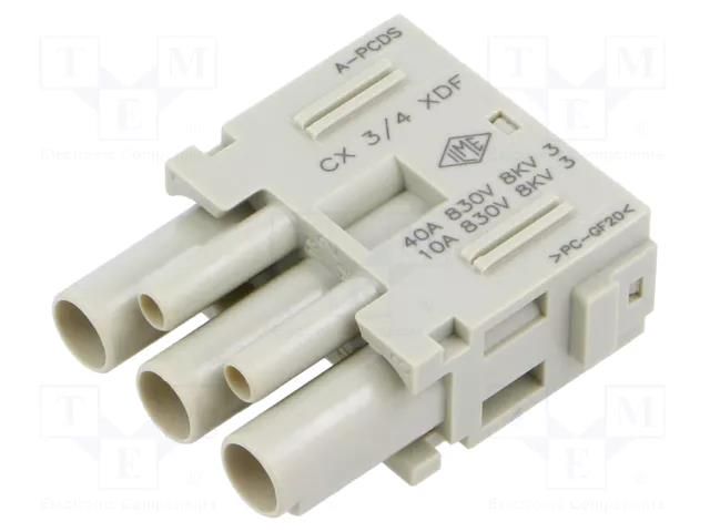 Connector: HDC; contact insert; female; MIXO; PIN: 3; 40A; 600V ILME CX3/4XDF