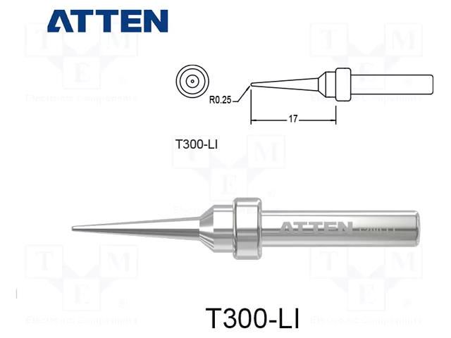 Tip; conical,elongated; 0.5mm; for  soldering iron ATTEN T300-LI