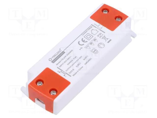 Power supply: switching; LED; 20W; 24VDC; 833mA; 220÷240VAC; IP20 YINGJIAO YSL20F-20-24