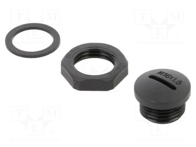 Stopper; M16; 1.5; polyamide; black; Thread: metric KRADEX ZCG-M16-PLUG-PA66