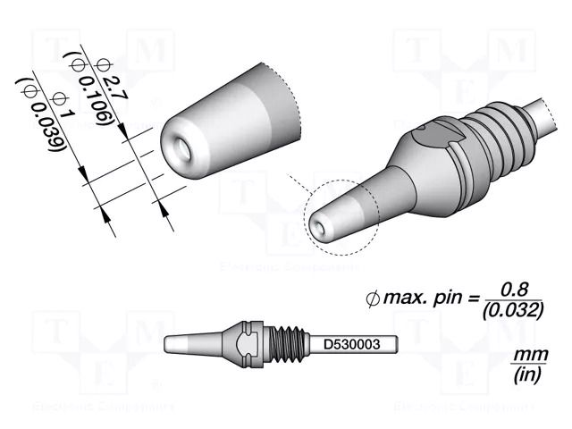 Tip: for desoldering irons; 2.7x1mm JBC TOOLS JBC-D530003