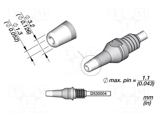 Tip: for desoldering irons; 3.2x1.3mm JBC TOOLS JBC-D530004