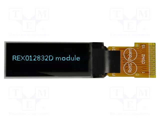 Display: OLED; graphical; 0.91"; 128x32; Dim: 30x11.5x1.26mm; blue RAYSTAR OPTRONICS REX012832DSPP3N02