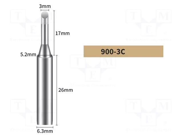 Tip; hoof; 3mm; for soldering station SHENZHEN BAKON ELECTRONIC BK900-3C