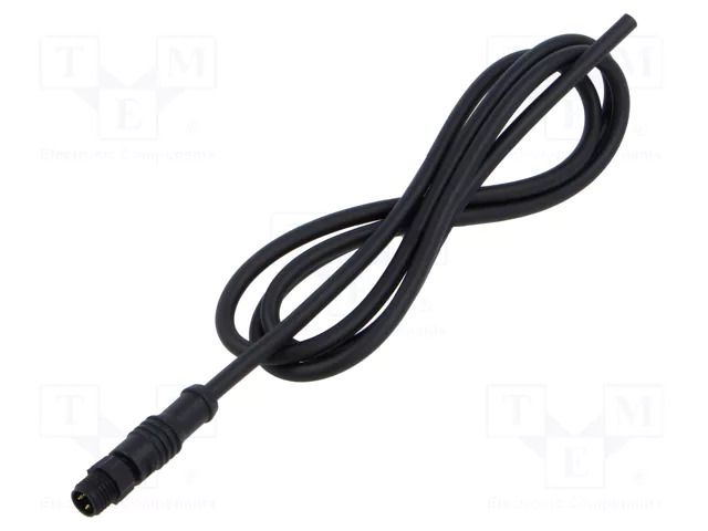 Connector: M8; plug; male; 3A; 60V; PIN: 3; straight; cables; IP67; 1m AMPHENOL LTW 8P-03BMMM-SL7B01