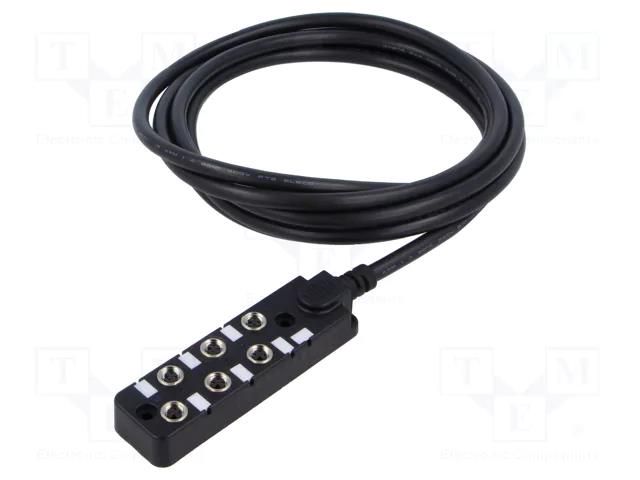 Distribution box; M8; PIN: 3; 3m; socket; 3A; IP67; IN: 6; OUT: 1 AMPHENOL LTW DB8-3A6CAB-SPS7B03