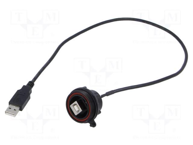 Cable; USB Buccaneer; USB A plug,USB B socket-front; 0.5m; IP68 BULGIN PX0844/B/0M50/A