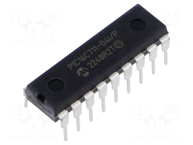 IC: PIC microcontroller; 20MHz; GPIO,ICSP; 2.5÷6VDC; THT; PDIP18 MICROCHIP TECHNOLOGY PIC16C711-04I/P