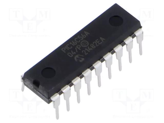 IC: PIC microcontroller; 40MHz; GPIO; 2.5÷5.5VDC; THT; PDIP18; tube MICROCHIP TECHNOLOGY PIC16C56A-04/P