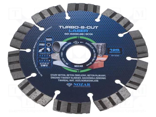 Cutting diamond wheel; Ø: 125mm; Øhole: 22.23mm NOZAR DIAMANTWERKZEUGE NOZAR-PL6700051