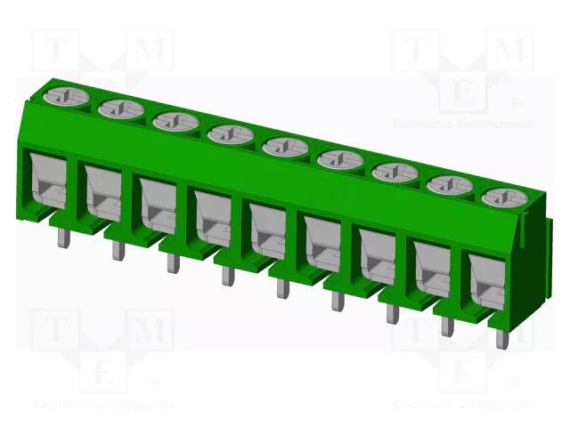 Connector: PCB terminal block; terminal; T3; 8A; PIN: 9; angled AMPHENOL ANYTEK T30904540000G