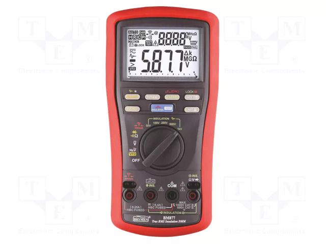 Meter: insulation resistance; LCD; Sampling: 5x/s; True RMS AC BRYMEN BM877