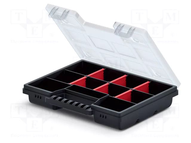 Container: collective; with partitions; black; 195x155x35mm KISTENBERG KNO20154