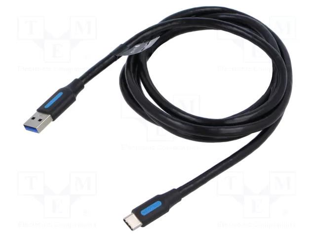 Cable; USB 3.0; USB A plug,USB C plug; nickel plated; 1.5m; black VENTION COZBG