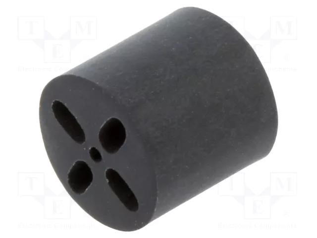 Spacer sleeve; LED; Øout: 6.5mm; ØLED: 5mm; L: 7mm; black; UL94V-0 BIVAR ELM3-7MM