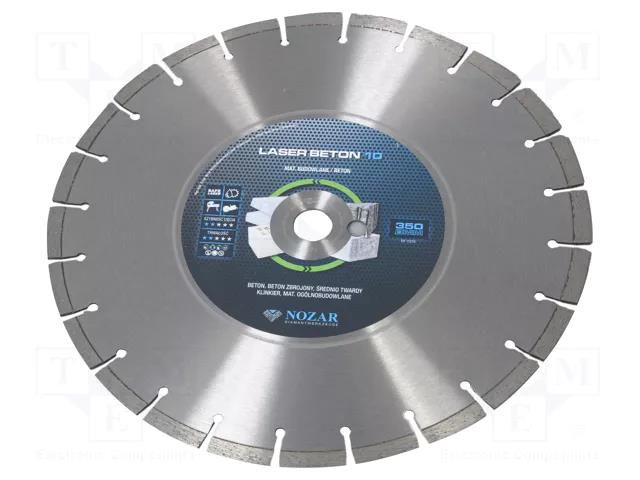 Cutting diamond wheel; Ø: 350mm; Øhole: 25.4mm; Laser Beton 10 NOZAR DIAMANTWERKZEUGE NOZAR-PL6700406