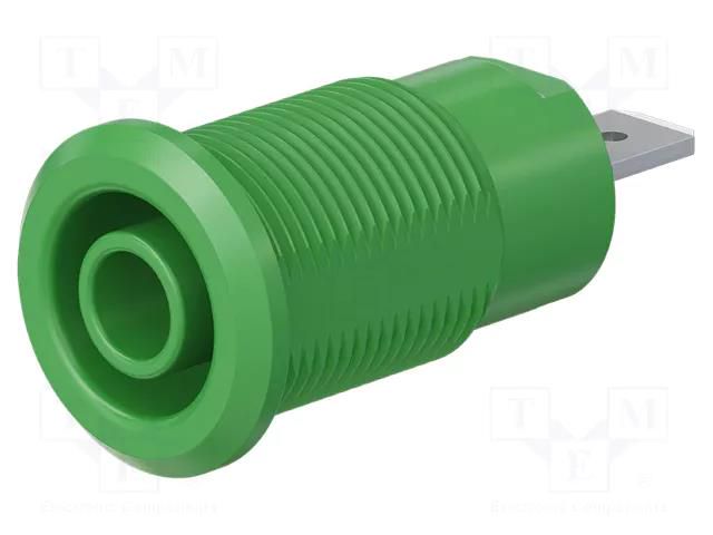Connector: 4mm banana; socket; 24A; 1kV; Cutout: Ø12.2mm; green STÄUBLI BI-SLB4-F/N-25