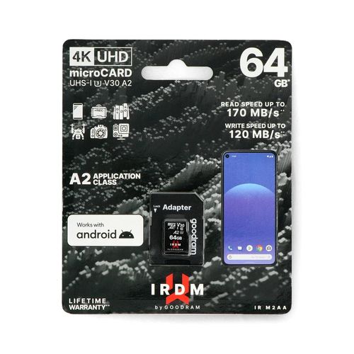 Memory card Goodram IR-M2AA microSD 64GB 170MB/s UHS-I class U3 with adapter GDR-20229 5908267961339