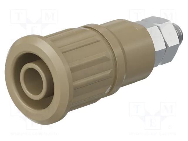 Connector: 4mm banana; socket; 32A; 1kV; brown; nickel plated STÄUBLI SEB4-GK/N-27