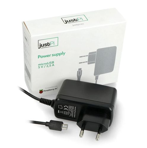 Power supply justPi for Raspberry Pi 3B+/3B/2B/Zero microUSB black 5V/2,5A SHR-14515 5903351241410