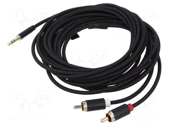 Cable; Jack 3.5mm 3pin plug,RCA plug x2; 5m; textile VENTION BCPBJ