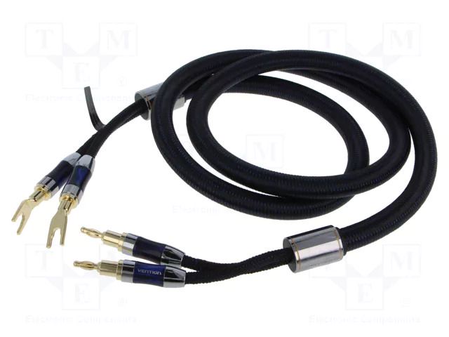Cable; banana plug x2,fork terminal 2x; 1.5m; black; textile VENTION BLCLG