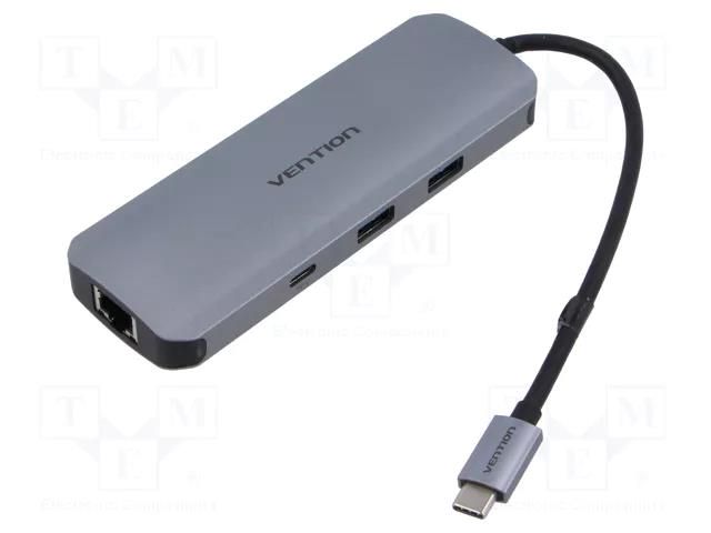 Hub USB; OTG,USB 3.0,USB 3.2; PnP; grey; Number of ports: 9; 0.15m VENTION TOMHB