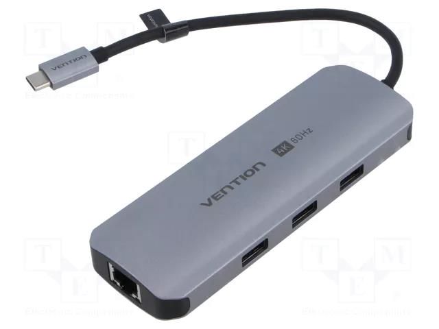 Hub USB; USB 3.0; PnP; grey; Number of ports: 9; 0.15m VENTION TQLHB