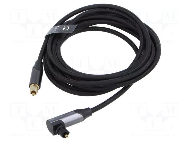 Cable; Toslink plug,Toslink plug angled; 3m; black; PVC; textile VENTION BKDBI