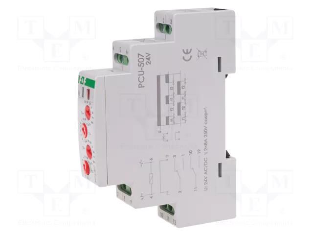 Timer; 0,1s÷24days; DPDT; 250VAC/8A; 24VDC; PCU; -25÷50°C; PIN: 10 F&F PCU-507-24V