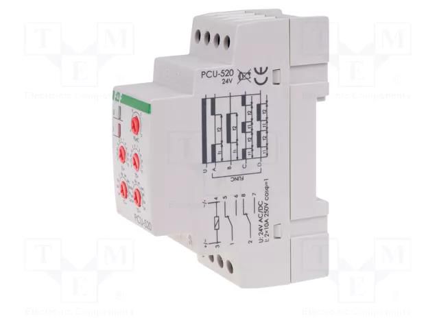 Timer; 0,1s÷24days; DPDT; 250VAC/10A; Usup: 24VAC; 24VDC; PCU; PIN: 8 F&F PCU-520-24V