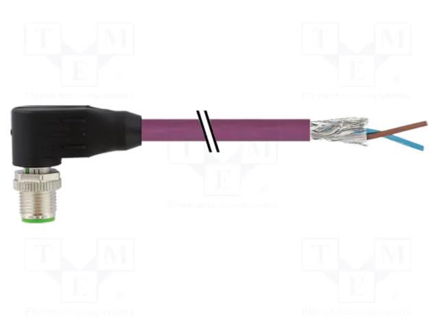 Connecting cable; male; 7000; IP67; 60VAC; 60VDC; 4A; 20m; PIN: 2 MURRELEKTRONIK 7000-14081-8402000