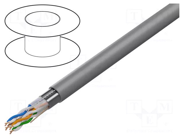 Wire; F/UTP; 4x2x24AWG; wire; CCA; Insulation: PVC; grey; 100m LANBERG LCF5-10CC-0100-S