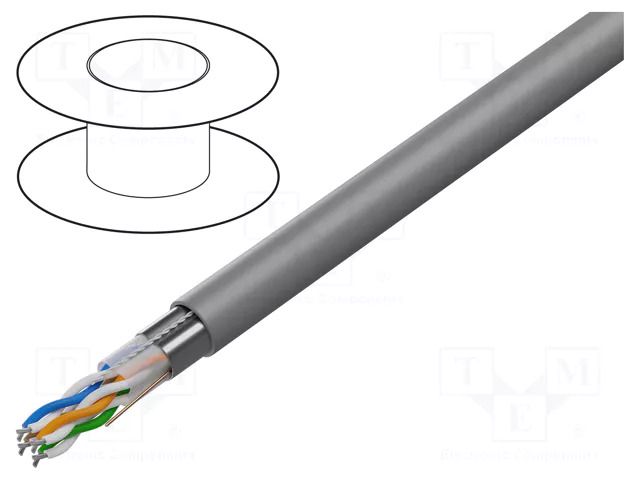 Wire; F/UTP; 4x2x24AWG; stranded; CCA; Insulation: PVC; grey; 100m LANBERG LCF5-11CC-0100-S